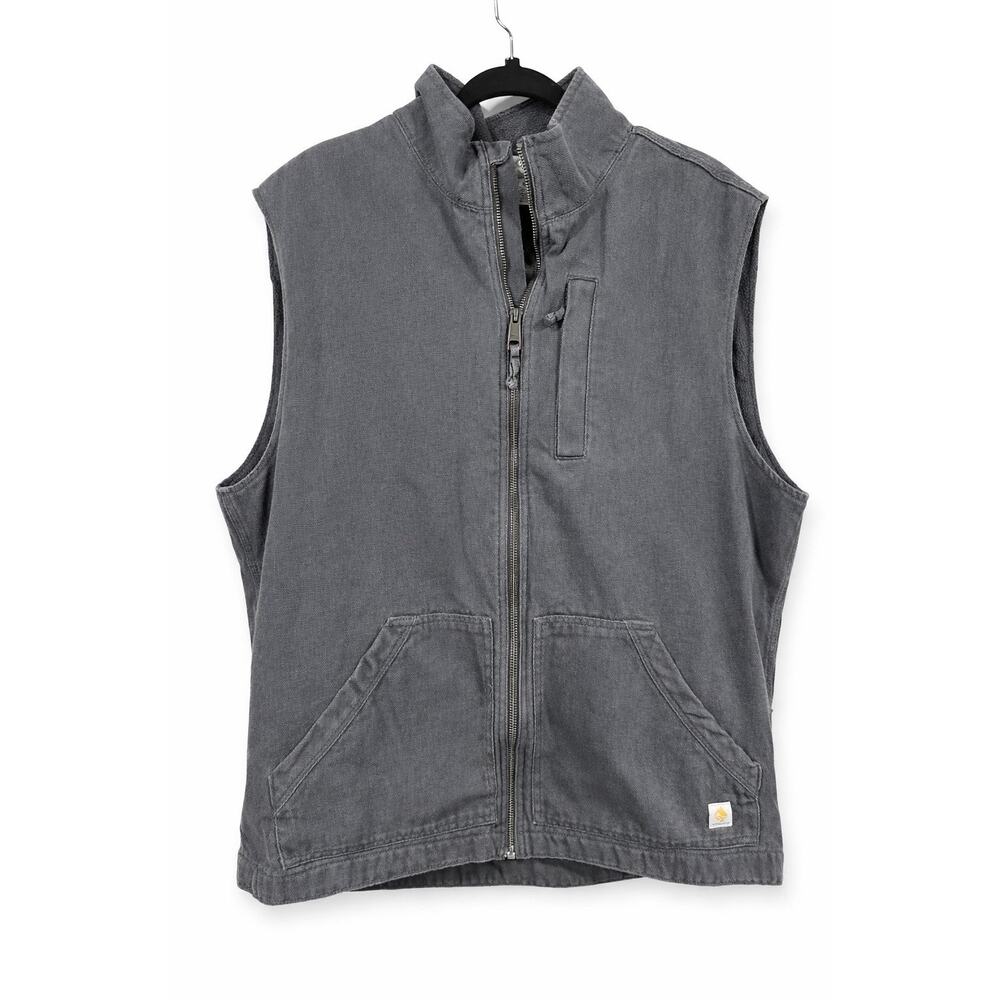 Ocean Coast Gray Western Ranch Chore Vest Large‎ Workwear Utility Full Zip Lined